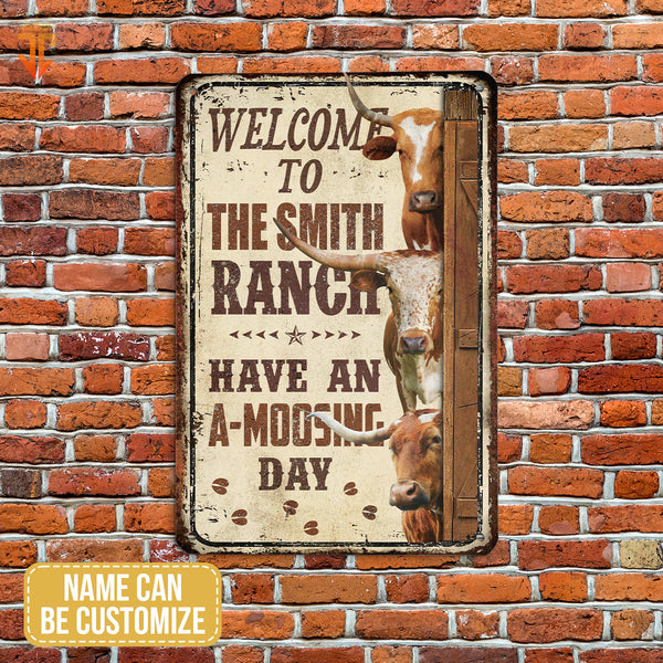 Joycorners TX Longhorn Have An AMOO-SING Day All Printed 3D Metal Sign