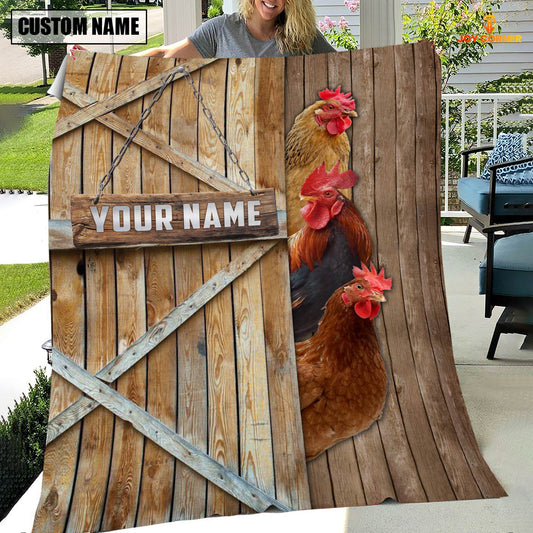 Joycorners Personalized Name Chicken Barn Blanket