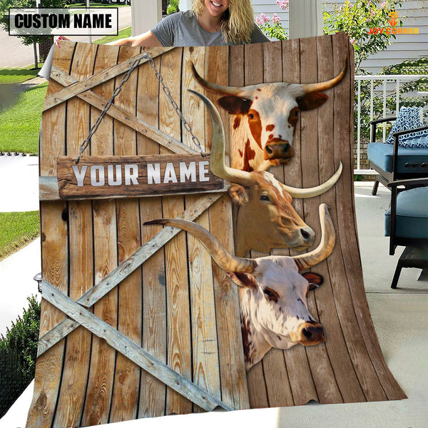 Joycorners Personalized Name Texas Longhorn Barn Blanket