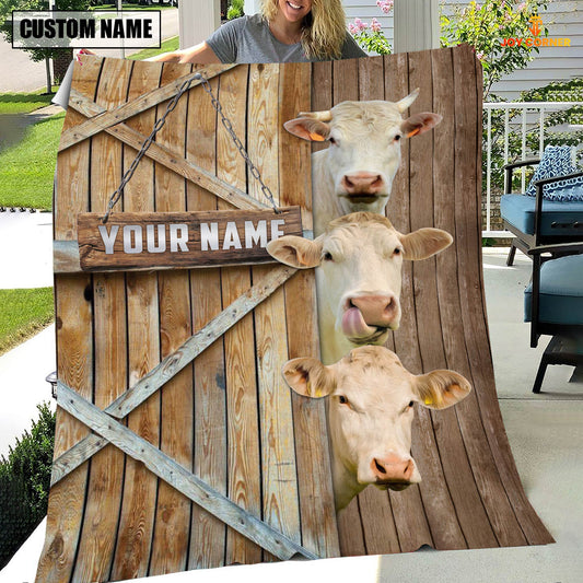 Joycorners Personalized Name Charolais Barn Blanket