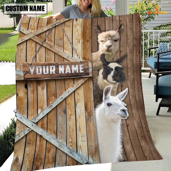 Joycorners Personalized Name Llama Barn Blanket
