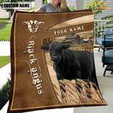 Joycorners Personalized Name Black Angus Farm Leather Brown Blanket
