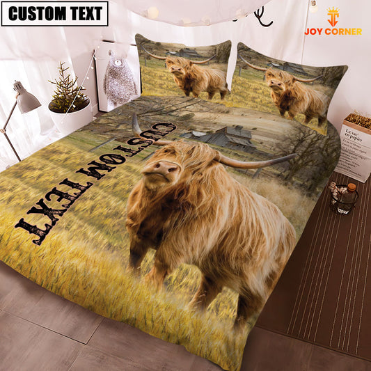 Joycorners Personalized Name Highland Cattle On The Farm 3D Bedding Set