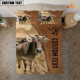 Joycorners Custom Name Brown Swiss Cattle Brown Bedding Set