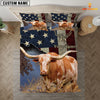 JoyCorners Texas Longhorn America Customized Name 3D Bedding Set