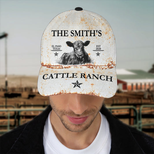 Joycorners Custom Text Angus Cattle Ranch 1 All Printed 3D Cap