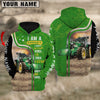 Joycorners Personalized Name Green Tractor All Printed 3D Hoodie