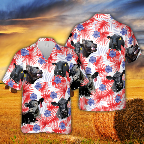Joycorners American Colors Black Angus All Printed 3D Hawaiian Shirt
