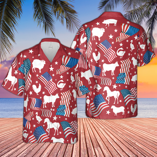 Joycorners Happy Independence Day Hawaiian Shirt For Farm Lovers