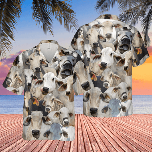 Joycorners Herd of Brahman Cattles All Over Printed 3D Hawaiian Shirt