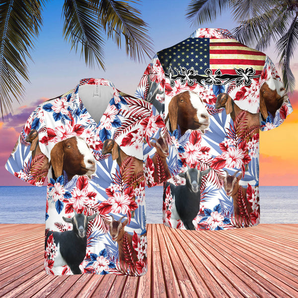 Joycorners United States Flag Hawaiian Theme For Nubian Goat Lovers All 3D Printed Hawaiian shirt