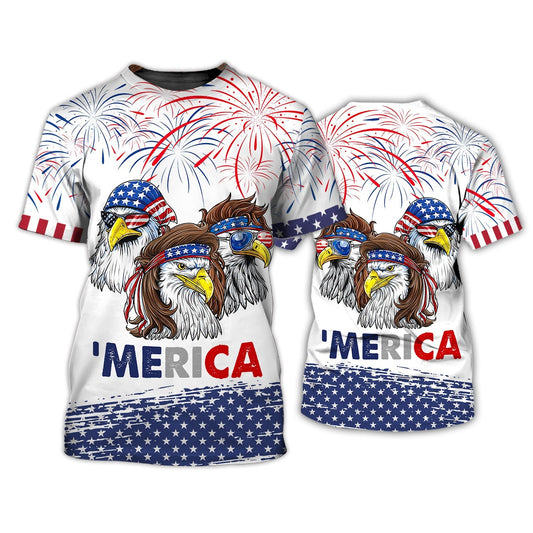 Joycorners Happy Independence Day Eagles 'Merica All 3D Printed shirts
