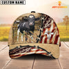 Joycorners Holstein American Flag Custom Name Retro Cap