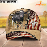 Joycorners Holstein American Flag Custom Name Retro Cap
