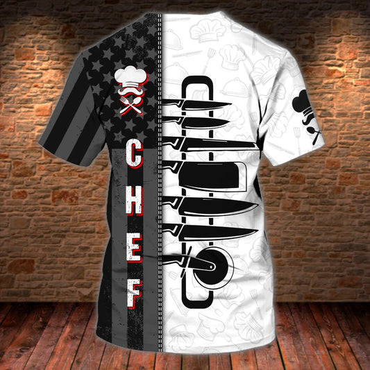 CHEF - Personalized Name 3D B&W All Over Printed Shirt