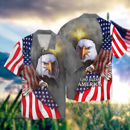 Joycorners United States Independence Day Eagle God Bless America All 3D Printed Hawaiian shirt