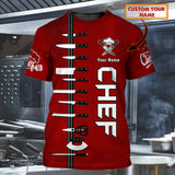 CHEF - Personalized Name 3D Red 01 All Over Printed Shirt
