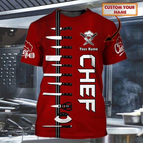 CHEF - Personalized Name 3D Red 01 All Over Printed Shirt