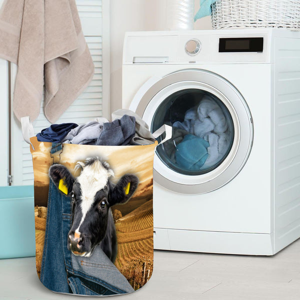 Joycorners Holstein Cattle Jean Laundry Basket