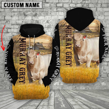 Joycorners Personalized Name Murray Grey On The Farm All Over Printed 3D Hoodie