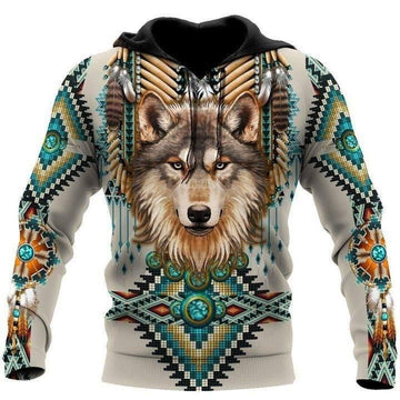 Joycorners Native American Wolf White All Over Printed 3D Shirts