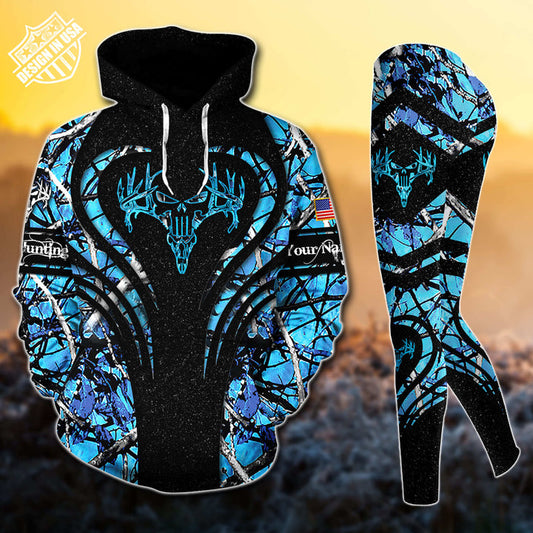 Max Corner Deer Hunting Skull Pattern Personalized 3D Style 5 Combo Hoodie & Legging Set