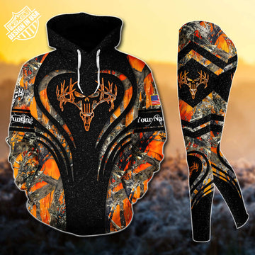 Max Corner Deer Hunting Skull Pattern Personalized 3D Style 3 Combo Hoodie & Legging Set