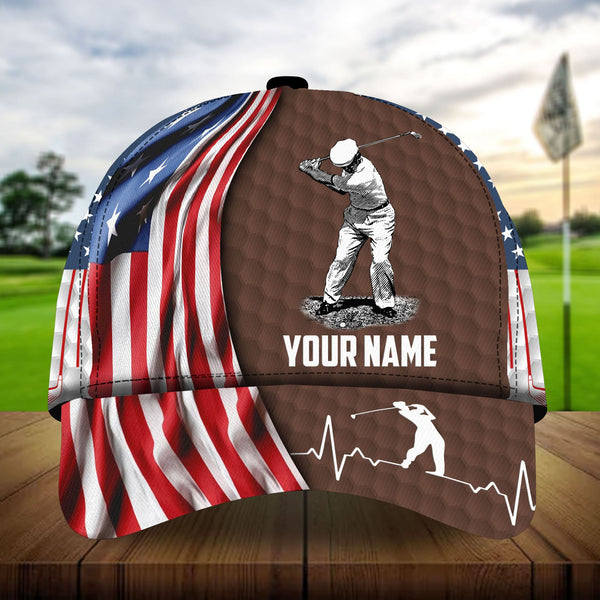 Joycorners Premium American Flag Old Man Plays Golf, Golf Hats Multicolored Personalized 3D Design All Over Printed