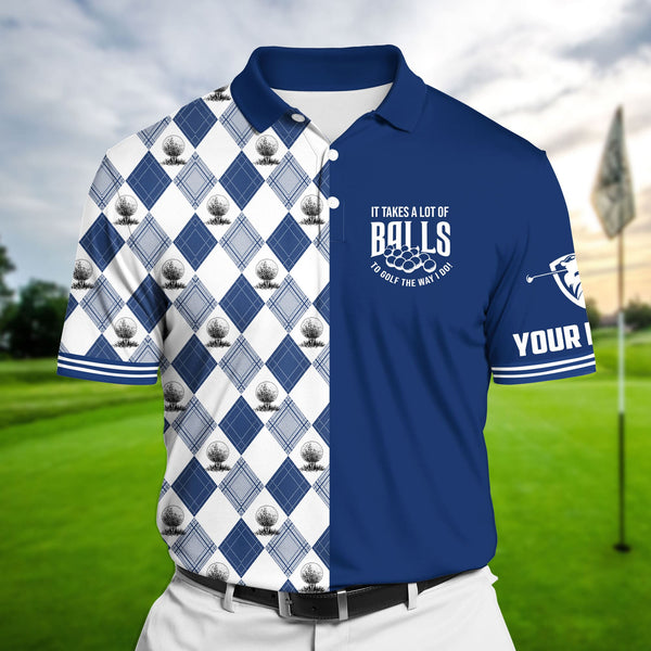 Joycorners Premium It Takes A Lot Of Ball To Golf The Way I Do Golf Polo Shirts Multicolored Personalized 3D Design All Over Printed
