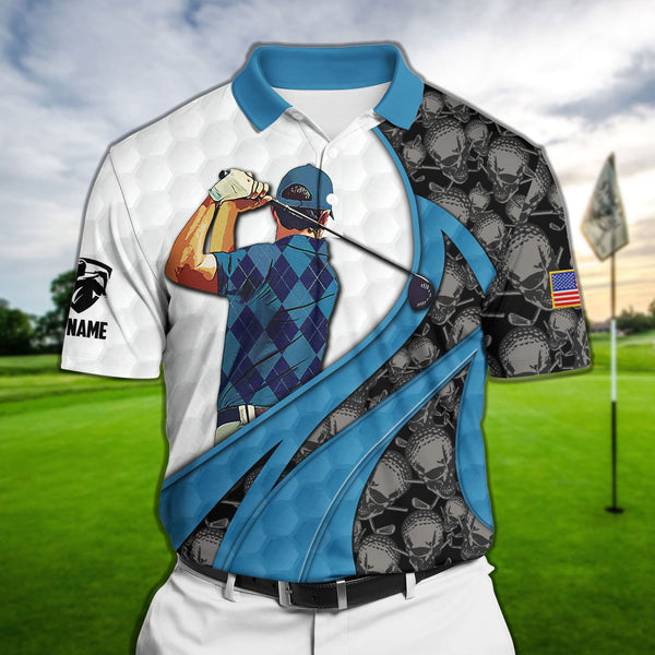 Joycorners The Coolest Skull Golf Polo Shirts Multicolored Personalized 3D Design All Over Printed