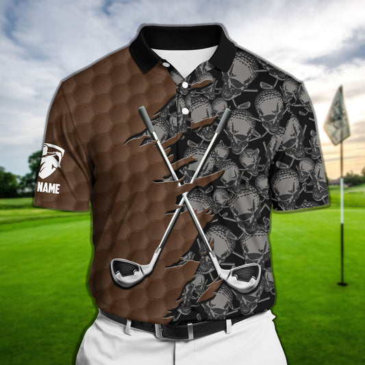 Joycorners The Best Skull Golf Polo Shirts Multicolored Personalized 3D Design All Over Printed