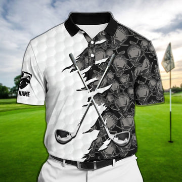 Joycorners The Best Skull Golf Polo Shirts Multicolored Personalized 3D Design All Over Printed