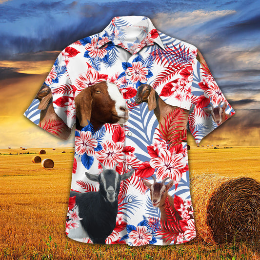 Joycorners United States Flag Hawaiian Theme For Nubian Goat Lovers All 3D Printed Hawaiian shirt