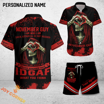 Joycorners Custom Name November Guy Praying Skeleton All Over Printed 3D Shirts