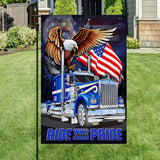 Joycorners Ride With Pride U.S Eagle Truck 3D All Over Printed Flag