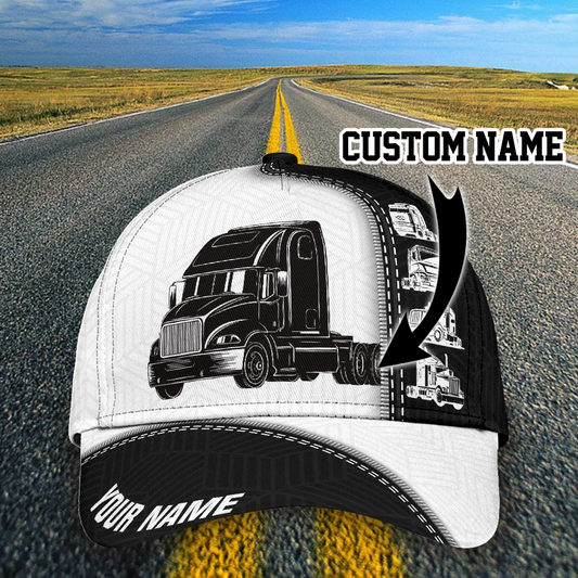 Joycorners Personalized Name Black And White Trucker Classic Cap