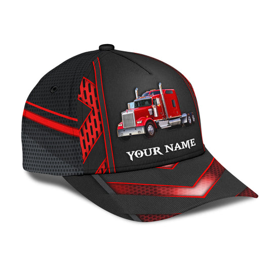 Joycorners Personalized Name Red 02 Trucker Classic Cap