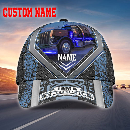 Joycorners Personalized Name Blue Steel Pattern Trucker Classic Cap