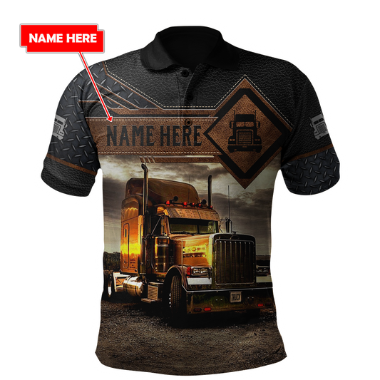 Joy Corners Customized Name Steel Pattern Trucker Polo Shirt