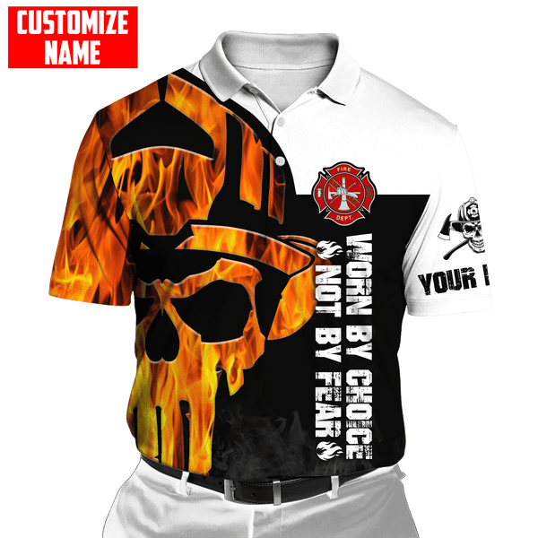 Joycorners Personalized Name Firefighter Fireman Skull Worn By Choice Not By Fear All Over Printed 3D Shirts