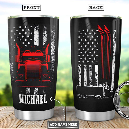 Joy corners Personalized American Trucker Custom Personalized Tumbler