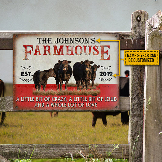 Joycorners Customized Name Farm Black Angus Farmhouse A Little Bit Of Crazy All Printed 3D Metal Sign