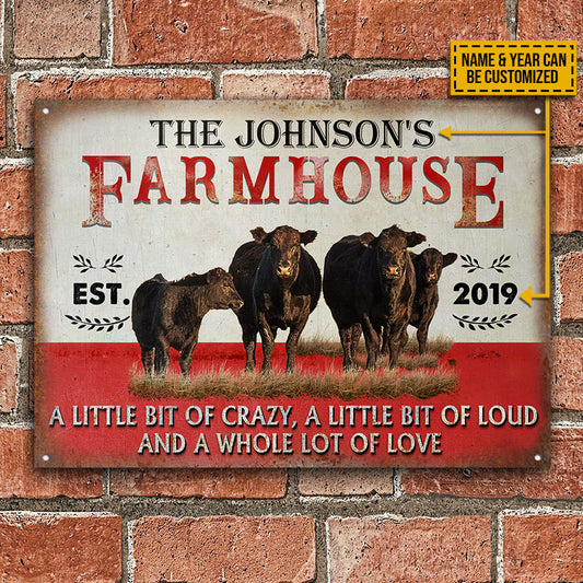 Joycorners Customized Name Farm Black Angus Farmhouse A Little Bit Of Crazy All Printed 3D Metal Sign