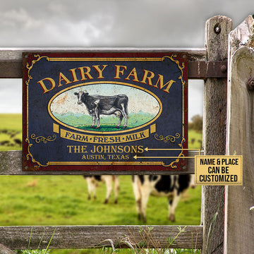 Joycorners Personalized Dairy Farm Farm Fresh Milk All Printed 3D Metal Sign