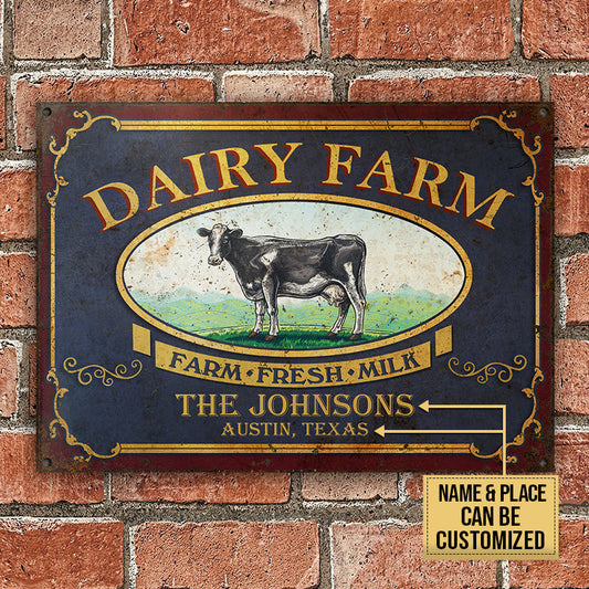 Joycorners Personalized Dairy Farm Farm Fresh Milk All Printed 3D Metal Sign