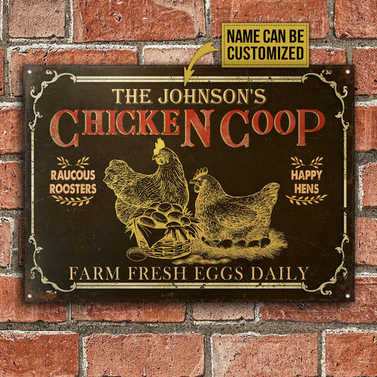 Joycorners Personalized Chicken Coop Brown Farm Fresh Eggs All Printed 3D Metal Sign