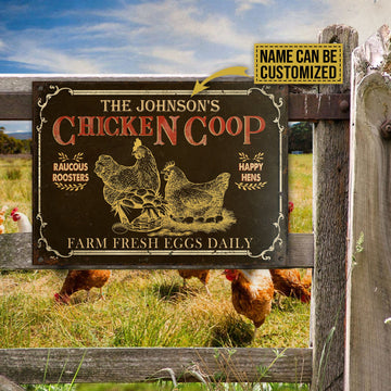 Joycorners Personalized Chicken Coop Brown Farm Fresh Eggs All Printed 3D Metal Sign