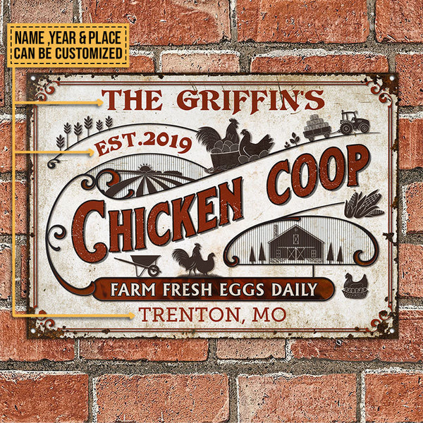 Joycorners Personalized Chicken Coop Fresh All Printed 3D Metal Sign