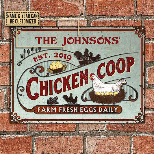 Joycorners Personalized Chicken Coop Fresh Eggs Daily Turquoise All Printed 3D Metal Sign