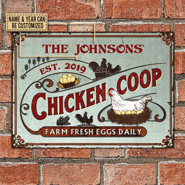 Joycorners Personalized Chicken Coop Fresh Eggs Daily Turquoise All Printed 3D Metal Sign